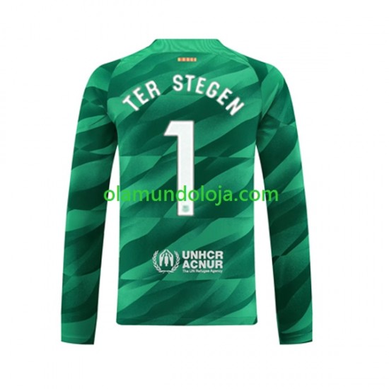 Camisola FC Barcelona Ter Stegen 1 Guarda-redes Homem Equipamento Primeiro 2023-2024 Manga Comprida